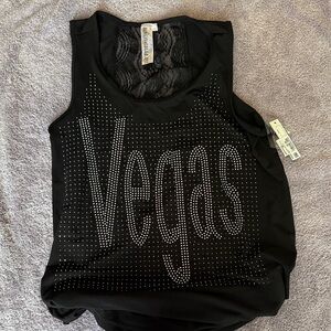 Vegas Black Sleeveless Tank Top